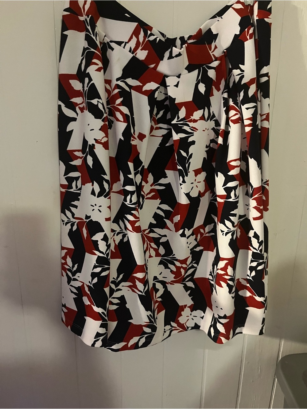 Cato Black White and Red Floral A-Line Skirt